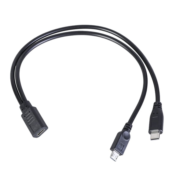USB C Extension Cable Type C Female to MicroUSB and Type C Male Cable for Multiple Device Charging