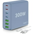 thumbnail image 1 of USB C Fast Charger Block 300W: 7 Port USB Charging Station Hub Brick - Dual PPS PD 100W Laptop Wall Charger Power Adapter - Blue, 1 of 7