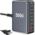 thumbnail image 1 of USB C Fast Charger Block,500W GaN III 8-Port Fast Charging Station Hub,Double 100W PD PPS Port Fast Charging Station for Multiple Devices,Laptop Wall Charger Compatible with MacBook/iPhone 16/iPad, 1 of 8