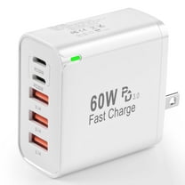 USB C Fast Charger Block, 60W 5-Port USB C Wall Charger 30W Type C Charging Block, 2USB C 3USB A PPS/PD 3.0 Multiport Charging Cube Compatible with iPhone 17 16 15 14 13 Pro Max, Galaxy S25 S24 Ultra