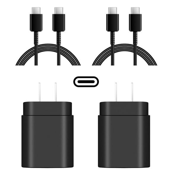 USB C Fast Charger for Samsung, 25W Type C Charger Fast Charging, 2-Pack Android Phone Wall Charger Block with 6Ft Type C to Type C Cable
