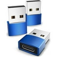 thumbnail image 1 of USB C Female to USB A Male Adapter 3 Pack, Type C Charger Cable Power Adapter Compatible with iPad Air 6, iPhone 13/12 Pro Max, Watch S7, Samsung Galaxy S20 etc Blue, 1 of 7