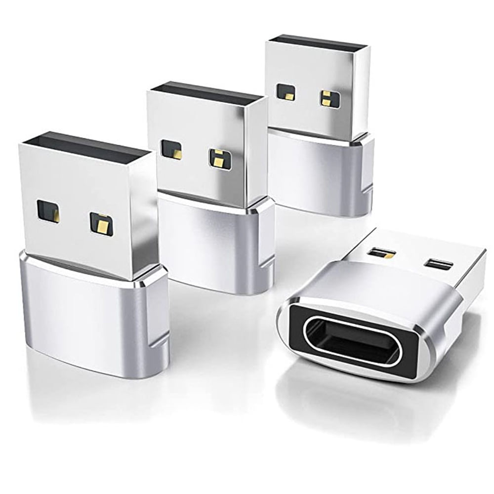 USB C Female to USB Male Adapter 4-Pack, Type C to USB A Charger Cable Converter,Compatible with iPhone 11 12 13 14 15 16 Plus Pro Max,iPad Pro Air 4 Mini 6,Samsung Galaxy S24 S23 S22 S21,Pixel