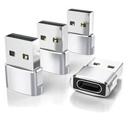 USB C Female to USB Male Adapter 4-Pack, Type C to USB A Charger Cable Converter,Compatible with iPhone 11 12 13 14 15 16 Plus Pro Max,iPad Pro Air 4 Mini 6,Samsung Galaxy S24 S23 S22 S21,Pixel