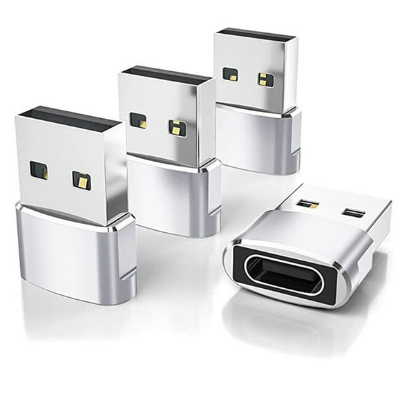 USB C Female to USB Male Adapter 4-Pack, Type C to USB A Charger Cable Converter,Compatible with iPhone 11 12 13 14 15 16 Plus Pro Max,iPad Pro Air 4 Mini 6,Samsung Galaxy S24 S23 S22 S21,Pixel