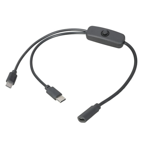 USB C Female to Type C & Micros USB Male Extension Line Charging Cable Power Adapter Splitter with Switches