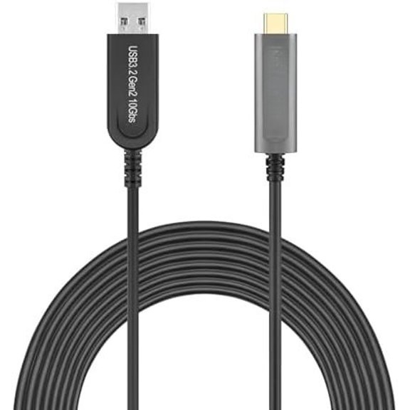USB A to C Fiber Optical Extension USB 3.2 Gen2 10Gbps 15M 50FT Compatible with Azure Camera Aver &Vaddio & Barco ClickShare Screen Kinect Oculus VR RealSense