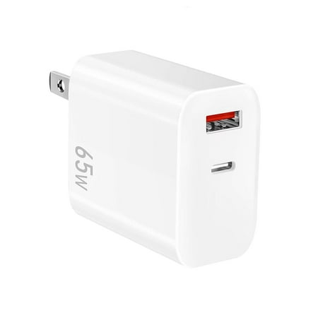 USB C GaN Charger, 65W Fast Wall Charger, PD 3.0 Type C Charging Block Travel Charger Adapter for Asus ROG Phone 3 - GaN PPS Fast Dual-Port Adapter - White