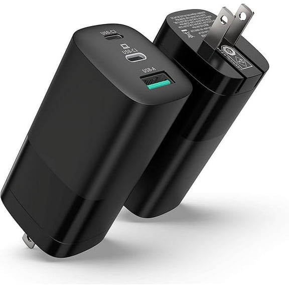 USB C GaN Charger, [UL Listed] 65W & 45W 3 Port PD 3.0 QC3.0 PPS USB Type C, Wall Adapter Power, Compatible for iPhone 14 Pro Max 13 12 Series, Galaxy S22, MacBook, USBC Laptop & Phone