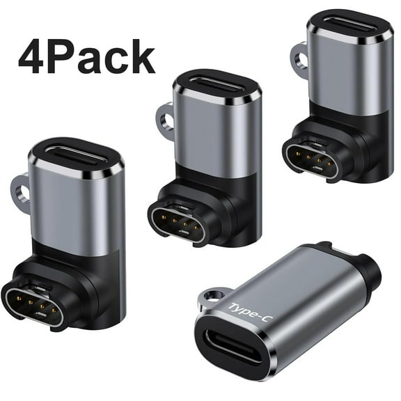 USB C to Garmin Watch Charger Cable Adapter, 4-Pack Type-C Garmin Charging Cord Adapt for Fenix 8 7 7X 6 Pro Solar,Vivoactive 6 5 4S,Venu 3 3S SQ,Forerunner 970/965/265/255/165,Tactix,Instinct 3,Epix
