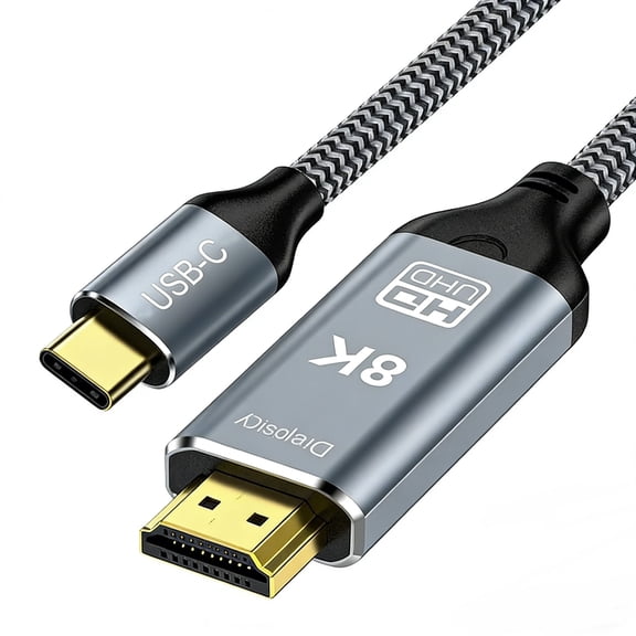 USB C to HDMI 2.1 Cable 8K@60Hz 4K@144Hz Type-C to HDMI Braided Cord Compatible with MacBook Pro/Air, iPad Pro,iPhone 15/15Promax High Speed 48Gbps for XPS, Galaxy S22,Projector,Monitor