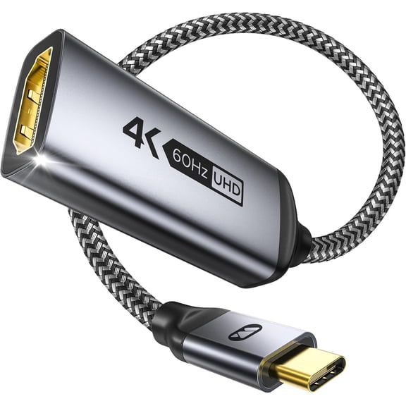 USB C to HDMI Adapter 4K 60Hz,?HDMI 2.0, HDR Image Delivery? Braided Type C to HDMI Adapter, Thunderbolt 3/4 Compatible with 15 Series, MacBook Pro/Air, iPad Pro, Galaxy, XPS