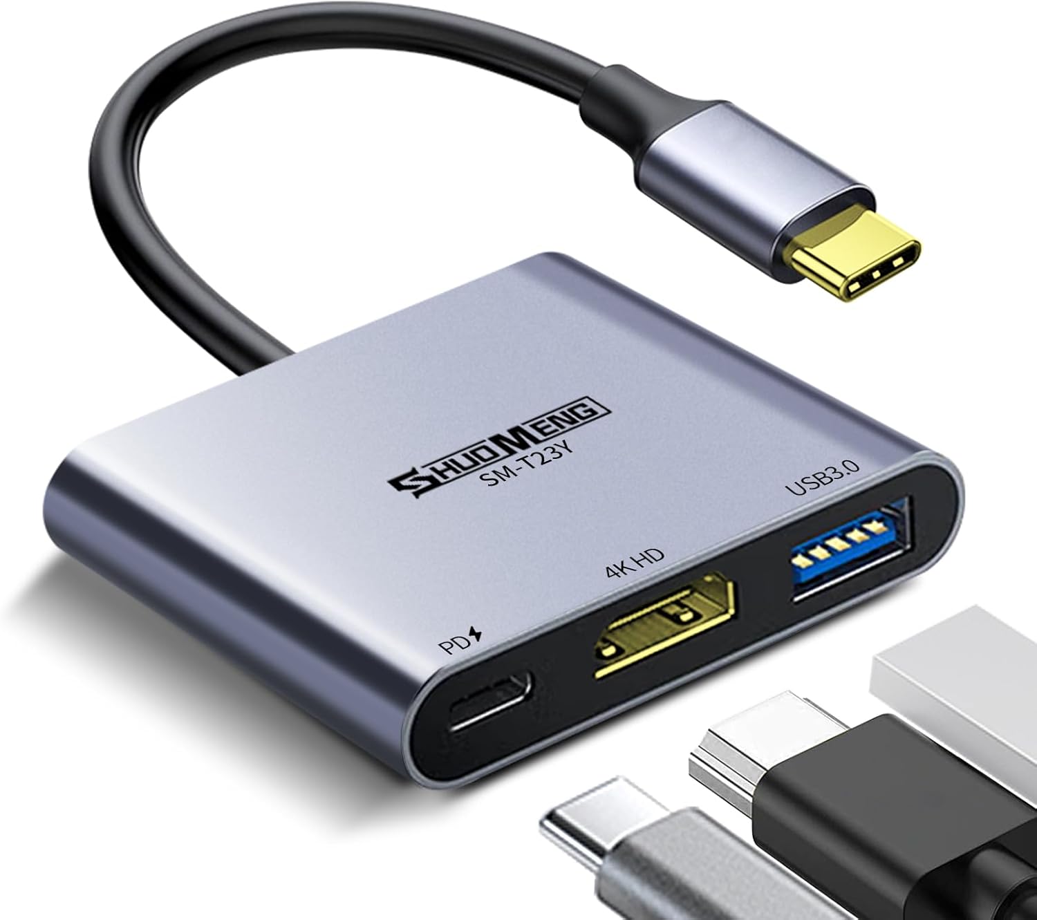 USB C to HDMI Adapter (8K30Hz/4K144Hz) 3in1 Multiport AV Converter