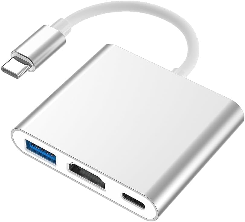 USB C to HDMI Adapter, Type C to 4K HDMI Adapter with 100W PD & USB 3.0 Port Multiport Digital AV Converter for MacBook Pro/air, iPad Pro/air, iPhone 15 and More USB-C Devices (Silver)
