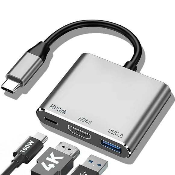 USB C to HDMI Adapter,USB 3.1Type-C Converter to HDMI 4K+USB 3.0+USB-C Charging Port 3 in 1 Hub,USB-C Digital AV Multiport Adapter for MacBook Pro/iPad Pro/Switch/S8+/S9+/Projector/Monitor
