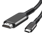 USB-C to HDMI Cable 6.6ft, 4K@60Hz USB Type C to HDMI 2.0 Braided Cord, Compatible with iPhone 16 Pro Max, MacBook, iMac, iPad Pro, Galaxy, Surface