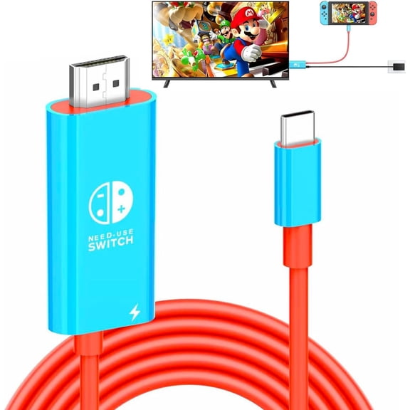 USB C to HDMI Cable 6FT, 4K@60Hz for Nintendo Switch & OLED with 100W PD Charging Port, Portable Dock with TV Mode for Switch, iPhone 16, iPad Pro, MacBook, Steam Deck Laptop to Monitor