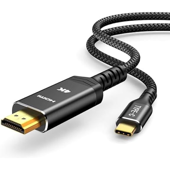 USB C to HDMI Cable 6ft (4K@60Hz),USB 3.1 Type C to HDMI 2.0 Cord, [Thunderbolt 3/4 Compatible] for iPhone 15 Pro/Max, MacBook Pro/Air 2023, iPad Pro, Surface Book 2, Galaxy S23