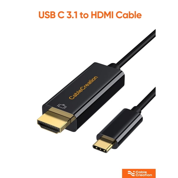 USB C to HDMI Cable for Home Office 6ft, CableCreation USB 3.1 Type C to HDMI 4K Thunderbolt 3 Compatible, Work with MacBook Pro/Air/iPad Pro 2020 2018, Surface Book 2, Dell XPS 15, Galaxy S20/S10