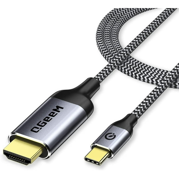 USB C to HDMI Cable,QGeeM Type C to HDMI Adapter Cable 4FT Braided 4K@60Hz (Thunderbolt 3 Compatible)Compatible with MacBook Pro 2020, iPad Pro 2020, Samsung Galaxy S20/ S10, Dell XPS 13/15, and More