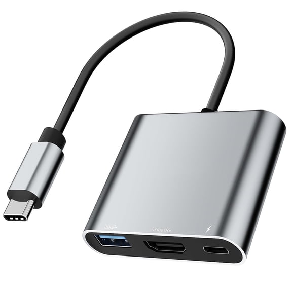 USB C to HDMI Multiport Adapter with 4K HDMI Output,Type-C Hub Converter to 4K HDMI USB 3.0 PD Charging Port,USB-C Digital AV Multiport Adapter for MacBook Pro/air,iPad Pro &More USBC Devices(Grey)