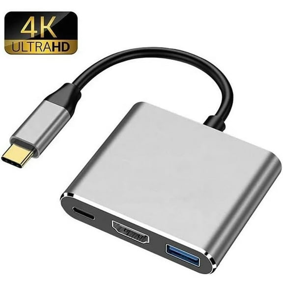 USB C to HDMI Multiport Adapter with 4K HDMI Output,Type-C Hub Converter to 4K HDMI USB 3.0 PD Charging Port,USB-C Digital AV Multiport Adapter for MacBook Pro/air,iPad Pro &More USBC Devices(Grey)