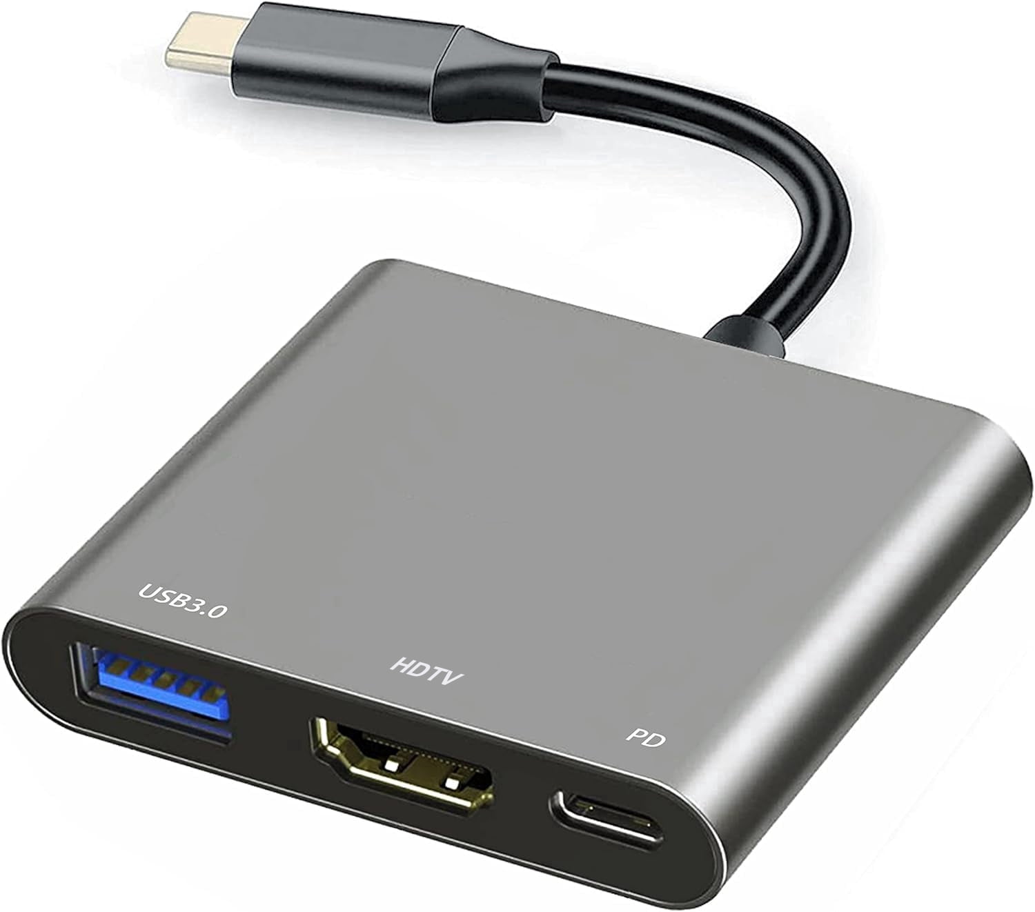 USB C to HDTV Multiport Adapter with 60w Charging Port, HDTV to USB C Hub Adapter for Monitor to Laptop,USB-C to USB Adapter 10Gbps,USBC HD Adapter 4K Converter