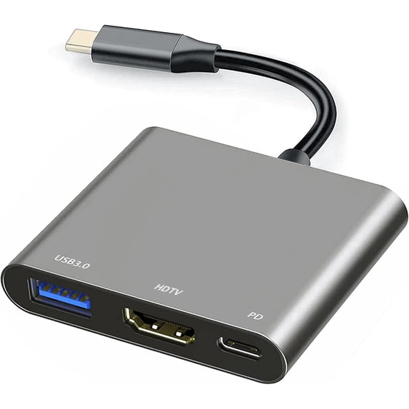 USB C to HDTV Multiport Adapter with 60w Charging Port, HDTV to USB C Hub Adapter for Monitor to Laptop,USB-C to USB Adapter 10Gbps,USBC HD Adapter 4K Converter for Mac iPad pro MacBook Chromebook