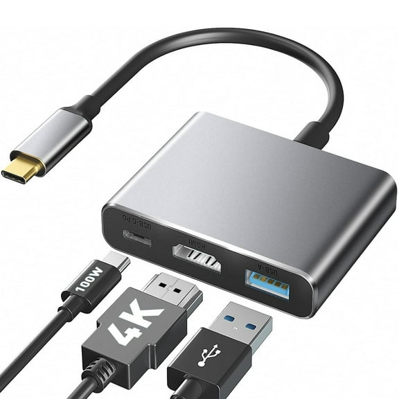 USB C to HDMI Multiport Adapter with Charging Port, USB C Laptop Docking Stations for Monitor Extend Display, USB-C to USB-A Converter 10Gbps, USBC 4K HDMI Hub Dongle for Mac iPad pro MacBook Laptop