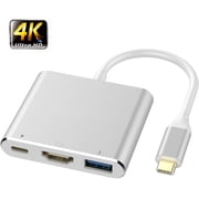 USB C to HDMI Multiport Adapter,Type C Hub to 4K HDMI with USB 3.0 Port and USB C Charging Port, USB-C to HDMI Adapter for MacBook Air/MacBook Pro/ipad pro/Galaxy S10/S9/Surface Book 2/Go/Pro 7