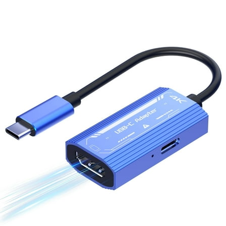 USB C to HDMI,Type C to HDMI Adapter with PD Charging, USB-C to HDMI PD Cable,4K 60Hz Aluminum Converter for VR/AR Glasses, Laptops (Supports 100W Power Delivery),Blue