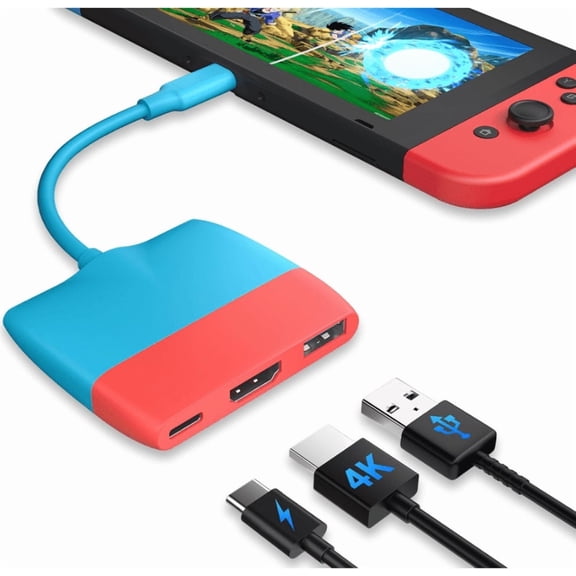 USB C to HDTV Adapter for Nintendo Switch/Switch OLED/MacBook Pro Air/iPad Pro/Android Phone, USB3.0 5GBps Date Transfer, USBC to 4K HDTV Output Multiport AV Converter Adaptor for Switch