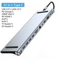 USB C HUB 11 Port TypeC Adapter to 4K HDMI VGA RJ45 Lan SD/TF