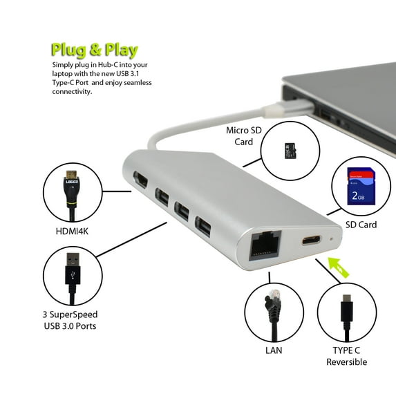 USB C HUB Multi-Function 8 in 1 Adapter