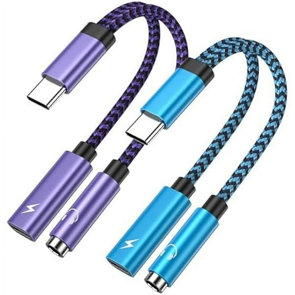 USB-C Headphone Adapter with PD 60W Fast Charging 2 in 1 Type C to 3.5mm Aux Adapter Audio Jack Dongle Cable Cord for iPhone 16 15 Samsung Galaxy S25 S24 FE A15 A55 A16 S23 Ultra A54 A14 A13 5G Flip6