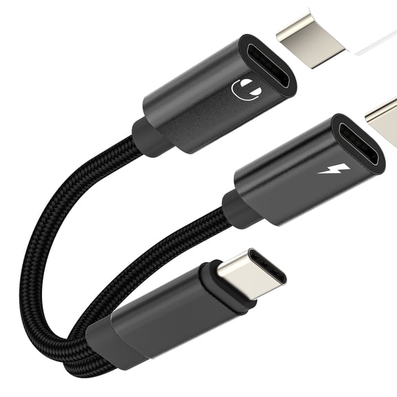USB C Headphone Jack adapter for Apple Type C Charger Cable Splitter for iPhone 16 15 Pro Max AUX Audio Dongle Charging Converter Compatible for Samsung S25 S24 S23 S22 Earphone Car Accessories