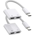 thumbnail image 1 of USB-C Headphone Splitter(2Pack)2in1 DAC Dual Type C Jack Aux Charging Adapter Dongle Charger Audio Cable for Samsung Galaxy S20 S21 S22 FE Ultra S9 S10 LG Ipad Pro Air 4 Thunderbolt 3 Cord Accessories, 1 of 1