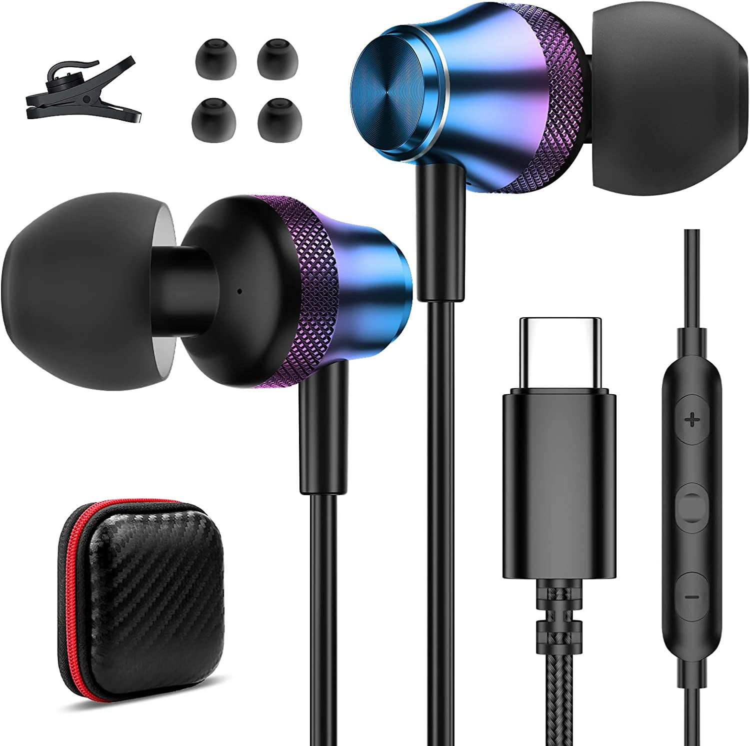 USB C Headphone Wired Earbuds for Samsung A53 S22 S21 S20 FE Galaxy Z Flip Fold 4 in Ear Noise Canceling Type Walmart