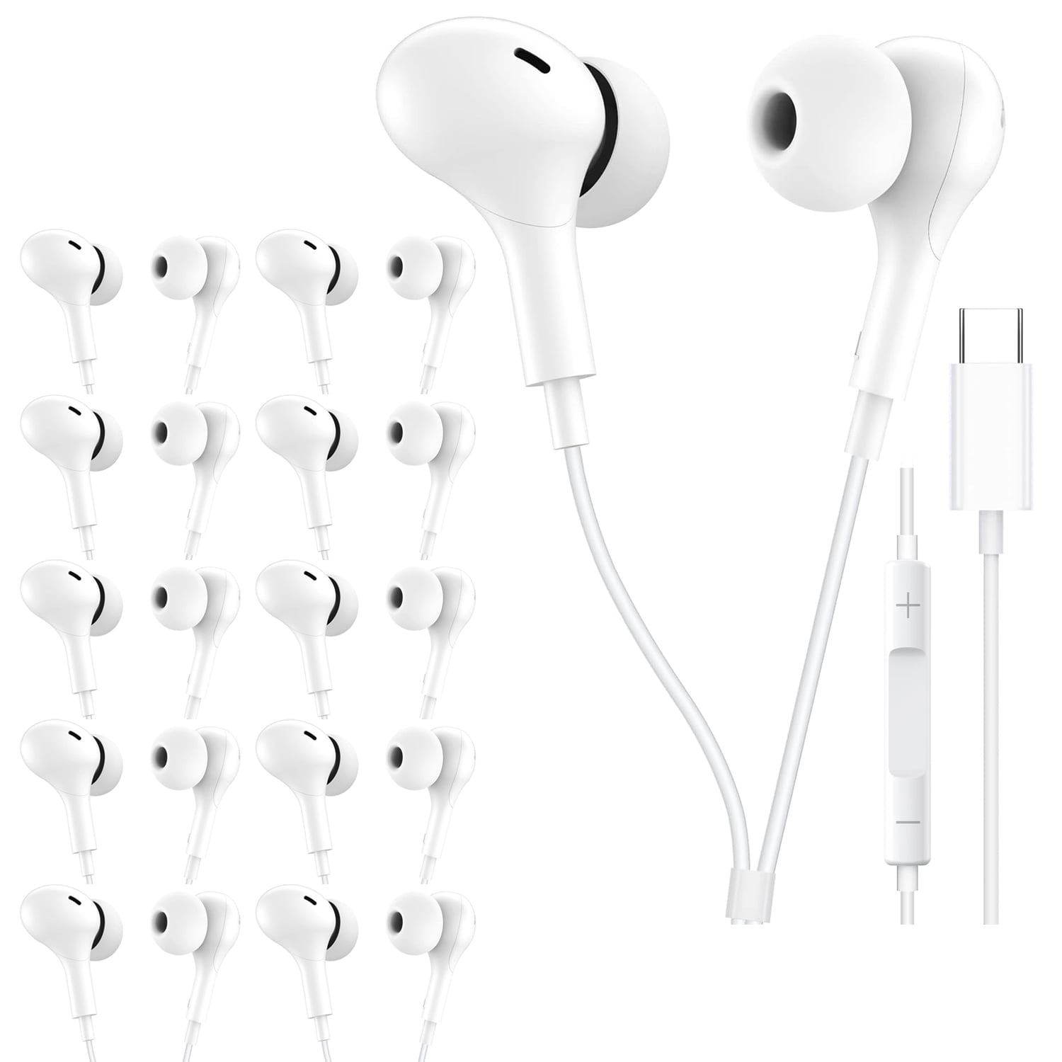 USB C Headphones Compatible with iPhone 17 16 15, iPad Pro, Type-C Earphones with Microphone Volume Control Wired Earbuds, for Google Pixel 8 7 6A 5 for Samsung S25 S24 S23 S22 S21 S20 A55 10Pack