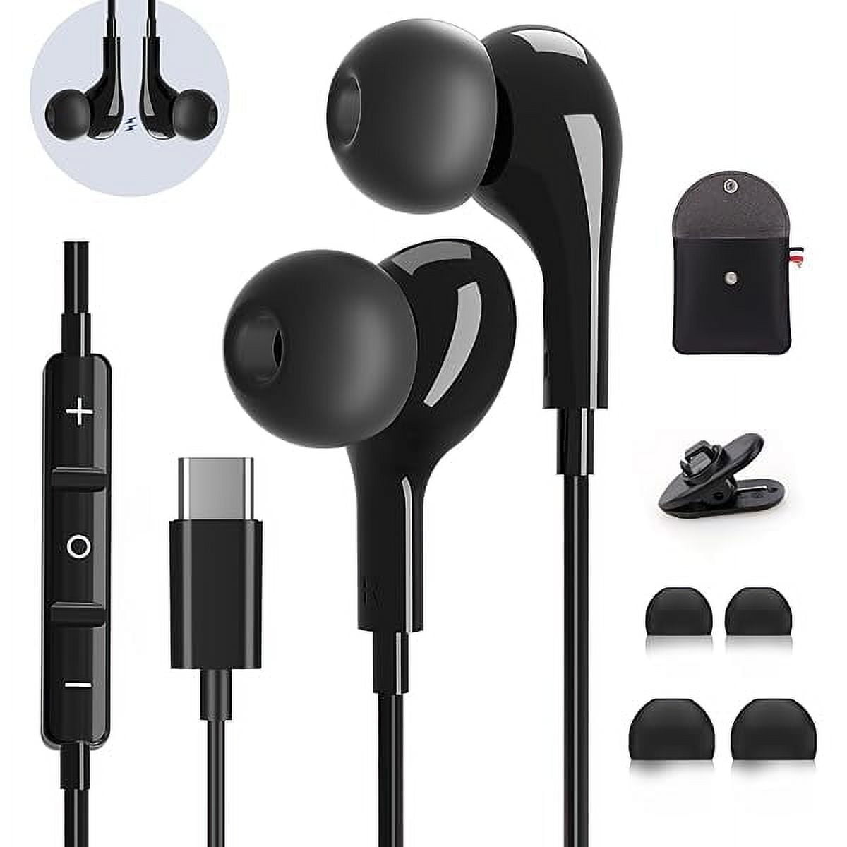 USB C Headphones for Samsung Galaxy S24 S23 Ultra S25 S22 S21 A55 A54 A35 iPhone 15 Pro Max 16 iPad Pro Pixel Wired Earbuds Magnetic in-Ear Type C Earphone with Microphone Volume Control HiFi Stereo