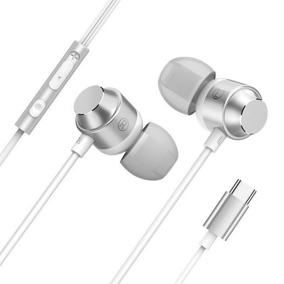 USB C Headphones for Samsung S24 S23 FE S22 S21 S20 A53 A54 Wired Earbuds Metal in-Ear Type C Earphone with Microphone Volume Control Bass Stereo for 17 Pro Max 16 Pro Max