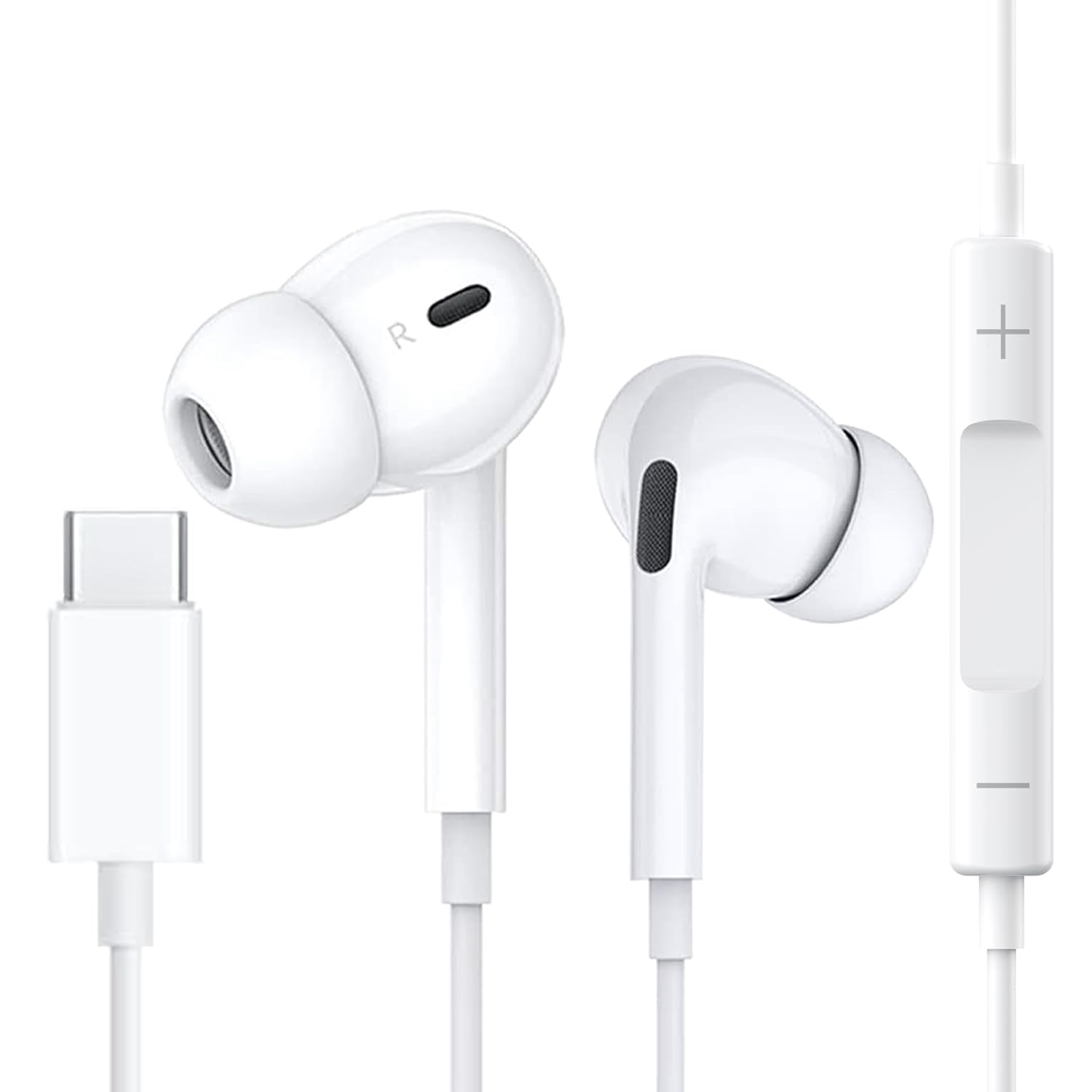 USB C Headphones, Type C Wired Earbuds, in-Ear Headphones with Microphone Noise Canceling Stereo, Earphones Compatible with iPhone 15/Samsung S23/Android/iPad Pro and Most USB C Devices - image 1 of 10