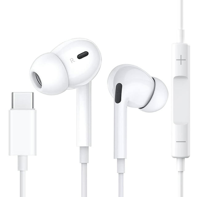 USB C Headphones, Type C Wired Earbuds, in-Ear Headphones with Microphone Noise Canceling Stereo, Earphones Compatible with iPhone 15/Samsung S23/Android/iPad Pro and Most USB C Devices