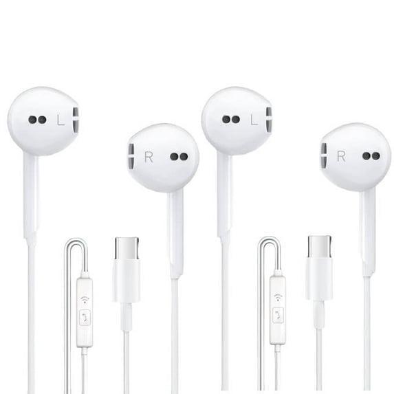USB C Headphones Wired for iPhone 16/15, 2 Pack Type C Wired Headphones Earbuds Earphones in-Ear HiFi Stereo Sound with Mic Volume Control for iPhone 16/15 iPad Pro/Samsung Galaxy Ultra/USB-C Tablets