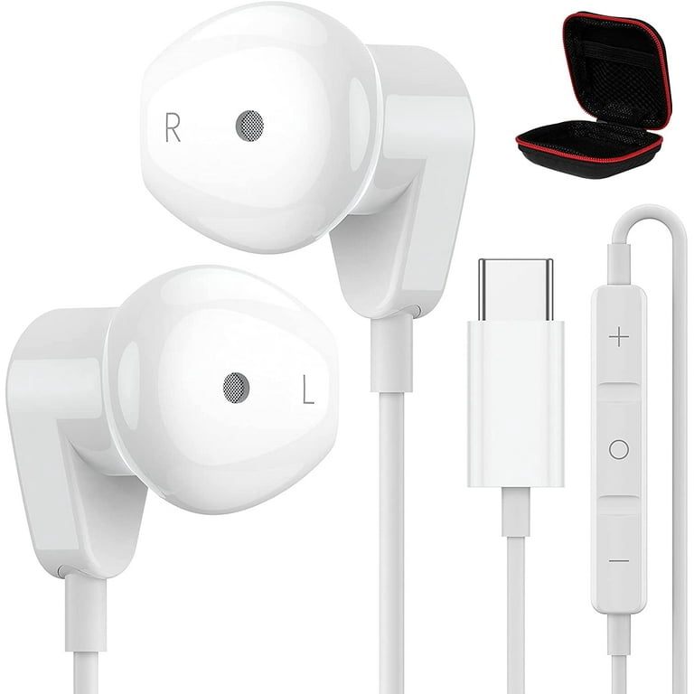 USB C Headphones for iPad Pro iPhone 15 Pro USB Type C Earphones HiFi Stereo USB C Wired Earbuds with Microphone Volume Control for Samsung S23 Ultra S22 S21 Note20 A54 A53 Pixel 7