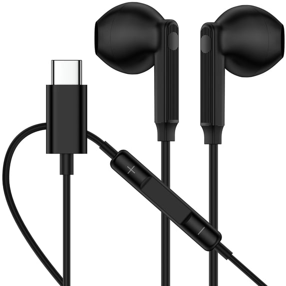 USB C Headphones for iPhone 17/16/15, Type C Magnetic Wired Earphones Ergonomic In-Ear Headset Hi-Fi Stereo Sound Earbuds with Mic&Volume Control Noise Cancelling Compatible for Samsung Android,Black