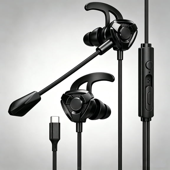 USB C Headphones for iPhone 17 16 15,Wired Gaming Earbuds with Microphone, Deep Bass in-Ear Monitors Earphones, HiFi Noise Cancelling Headphones for Music Gaming Video Calling