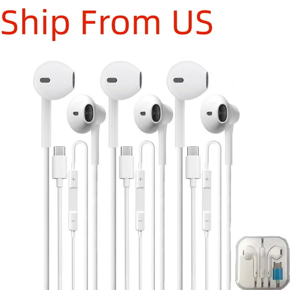 USB C Headphones with the box for iPhone 17 16 15, Wired Headphones USBC for iPad Pro Air Mini, MacBook, Type C Earbuds for Lenovo, Dell, Microphone, Volume Control