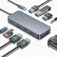 thumbnail image 1 of USB C Hub, 10-in-1 Docking Station Dual Monitor with 4K HDMI, VGA, Fast Charging Port, USB 3.0 & 2 USB 2.0 Ports, SD/TF Card Reader, 3.5mm AUX, USB C Dongle for MacBook, Dell, Lenovo, HP Laptops, 1 of 1