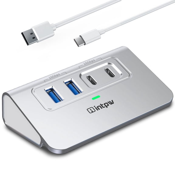 USB C Hub 10Gbps, 4 Port USB Splitter with 2 USB C/USB A 3.2 Data Ports, [Not Support Video and Chrging], Aluminum USB 3.2 Hub with 3.3Ft Cable for Laptop, PC, Mac, Flash Drive, Camera